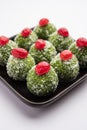 Paan Coconut Laddu is indian sweet made using betel leaves and nariyal Royalty Free Stock Photo